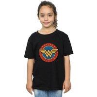 Wonder Woman Girl's Logo Cotton T-Shirt in Black | Size: 5-6 Years