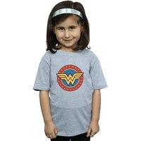 Wonder Woman Girl's Logo Cotton T-Shirt in Grey | Size: 9 Years