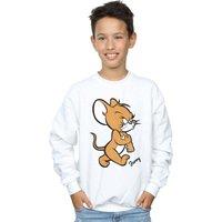 Tom & Jerry Boy's Angry Mouse Cotton Sweatshirt in White | Size: 12-13 Years