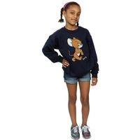 Tom & Jerry Girl's Angry Mouse Cotton Sweatshirt in Navy | Size: 12-13 Years