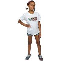 Marvel Comics Girl's Infill Character Cotton Logo T-Shirt in White | Size: 9 Years
