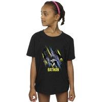 DC Comics Girl's Batman Flying Batman Cotton T-Shirt in Black | Size: 3-4 Years