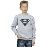 DC Comics Boy's Superman Indigo Blue Logo Sweatshirt in Grey | Size: 7-8 Years