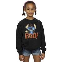 Disney Girl's Lilo & Stitch Boo Sweatshirt in Black | Size: 3-4 Years
