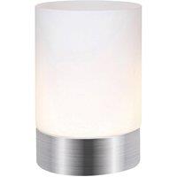 Happy Homewares Small Touch Dimmable Table Lamp with Frosted Glass Shade in Metallic Silver