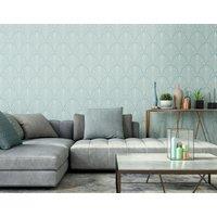 Hoopla Walls Leaf Fan Matt Wallpaper in Duck Egg Blue