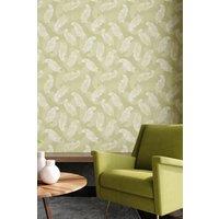 Hoopla Walls Feathers Matt Wallpaper in Dark Olive