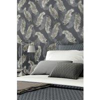 Hoopla Walls Feathers Matt Wallpaper in Black