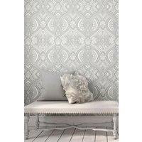 Hoopla Walls Ogee Damask Matt Wallpaper in Grey