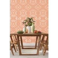 Hoopla Walls Ogee Damask Matt Wallpaper in Orange