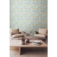 Hoopla Walls Honeysuckle Leaf Trail Matt Wallpaper in Baby Blue