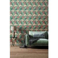 Hoopla Walls Chrysanthemum Matt Wallpaper in Dark Green