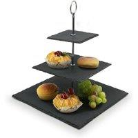 Van Gogh 3 Tier Cake Stand Slate Wedding Tiered Pastry Serving Display in Grey
