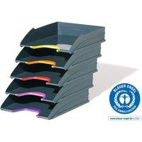 Durable Varicolor Stackable Document Filing Letter Tray - 5 Pack - A4 Grey in Dark Grey | Size: Medium