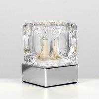 ValueLights Cube Pair of Silver Table Lamps Touch On/Off