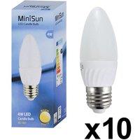 ValueLights E27 Pack of 10 4W Candle Warm White LED Bulbs