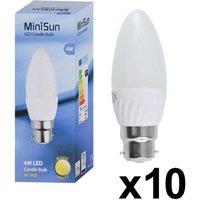 ValueLights B22 Pack of 10 4W Candle Warm White LED Bulbs