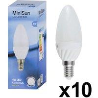 ValueLights E14 Pack of 10 4W Candle Cool White LED Bulbs