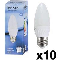 ValueLights E27 Pack of 10 4W Candle Cool White LED Bulbs
