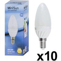 ValueLights E14 Pack of 10 4W Candle Warm White LED Bulbs