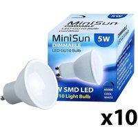 ValueLights GU10 Pack of 10 5W Dimmable Spotlight Cool White LED Bulbs