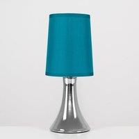 ValueLights Pair of Silver Table Lamps Touch On/Off