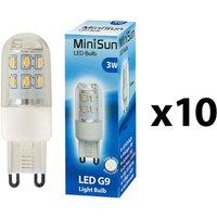 ValueLights G9 Pack of 10 3W Capsule Cool White LED Bulbs in Clear