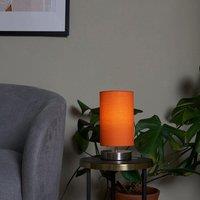 ValueLights Francis Pair of Brushed Chrome Dimmable Touch Table Lamps in Orange