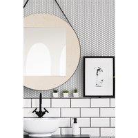Contour Hexagon Lattice Teal Wallpaper in White | Size: 10000mm x 520mm