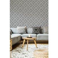 Superfresco Aztec Geometric Mono Wallpaper in Black | Size: 10000mm x 520mm