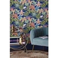 Envy So Exotic Day Floral Wallpaper in Navy | Size: 10000mm x 520mm