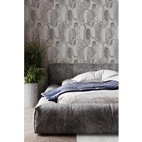 Sublime Oval Shapes Geometric Grey Wallpaper in White | Size: 10000mm x 520mm