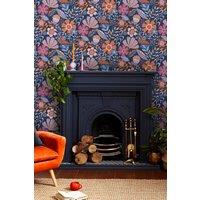 Envy Oopsy Daisy Wallpaper | Blue Lilac & Tangerine | Size: 10000mm x 520mm