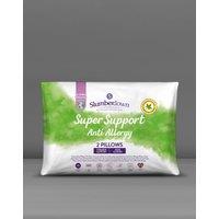 Slumberdown 2 Pack Anti Allergy Super Support Side Sleeper Firm Pillows in White