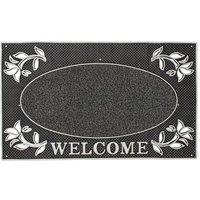 Metallic Look Welcome Floral PVC Scraper Doormat 45x75cm Silver