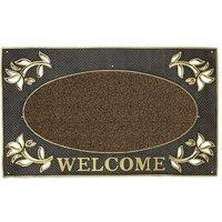 Metallic Look Welcome Floral PVC Scraper Doormat 45x75cm Gold