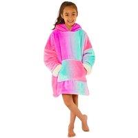 Just Essentials Neon Ombre Print Oversized Sherpa Fleece Hooded Blanket Wearable Throw in Bright Pink