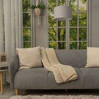 ValueLights Reni Pale Grey Fabric Easy Fit Drum Ceiling Lamp Shade | Size: Large