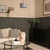 ValueLights Reni Pale Grey Velvet Easy Fit Drum Ceiling Lamp Shade | Size: Large