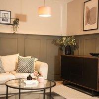 ValueLights Reni Blush Pink Velvet Easy Fit Drum Ceiling Lamp Shade in Dusty Pink | Size: Small