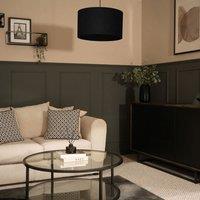 ValueLights Reni Black Velvet Easy Fit Drum Ceiling Lamp Shade | Size: Medium