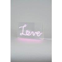 BHS Lighting Glow Love Neon Light Box Table Lamp in Pink