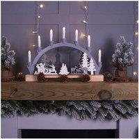 Netagon Battery Powered Wooden Festive Candle Bridge in Grey