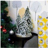Netagon Decorative Snow Topped Mini Christmas Tree Display on Plinth in Green
