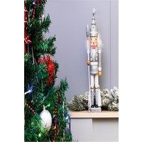 Netagon Nutcracker with Staff Christmas Decoration in Silver
