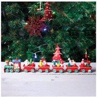 Netagon Wooden Christmas Train Set Decoration in Red