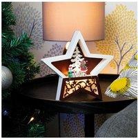 Netagon Battery Powered Wooden Light Up Christmas Star in White