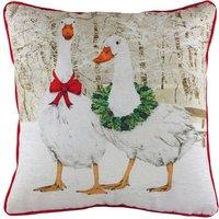 Evans Lichfield Goosie Velvet Chenille Hand-Painted Printed Cushion | Size: 43 cm x 43 cm