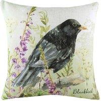 Evans Lichfield Blackbird Hand-Painted Watercolour Printed Cushion | Size: 43 cm x 43 cm