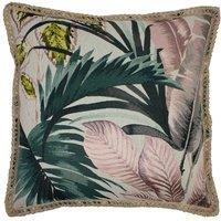 Furn Amazonia Braid Trimmed Jacquard Printed Cushion in Pink | Size: 50 cm x 50 cm